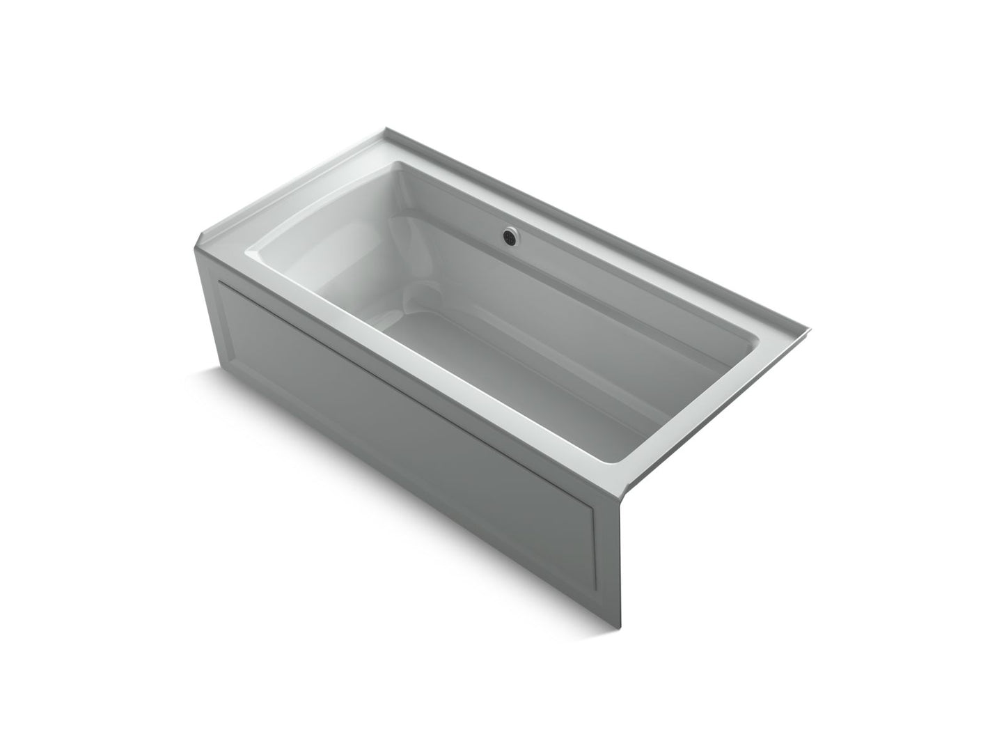 KOHLER Archer 66" x 32" alcove bath with Bask heated surface, right drain - Ice Grey, K-1948-RAW-95