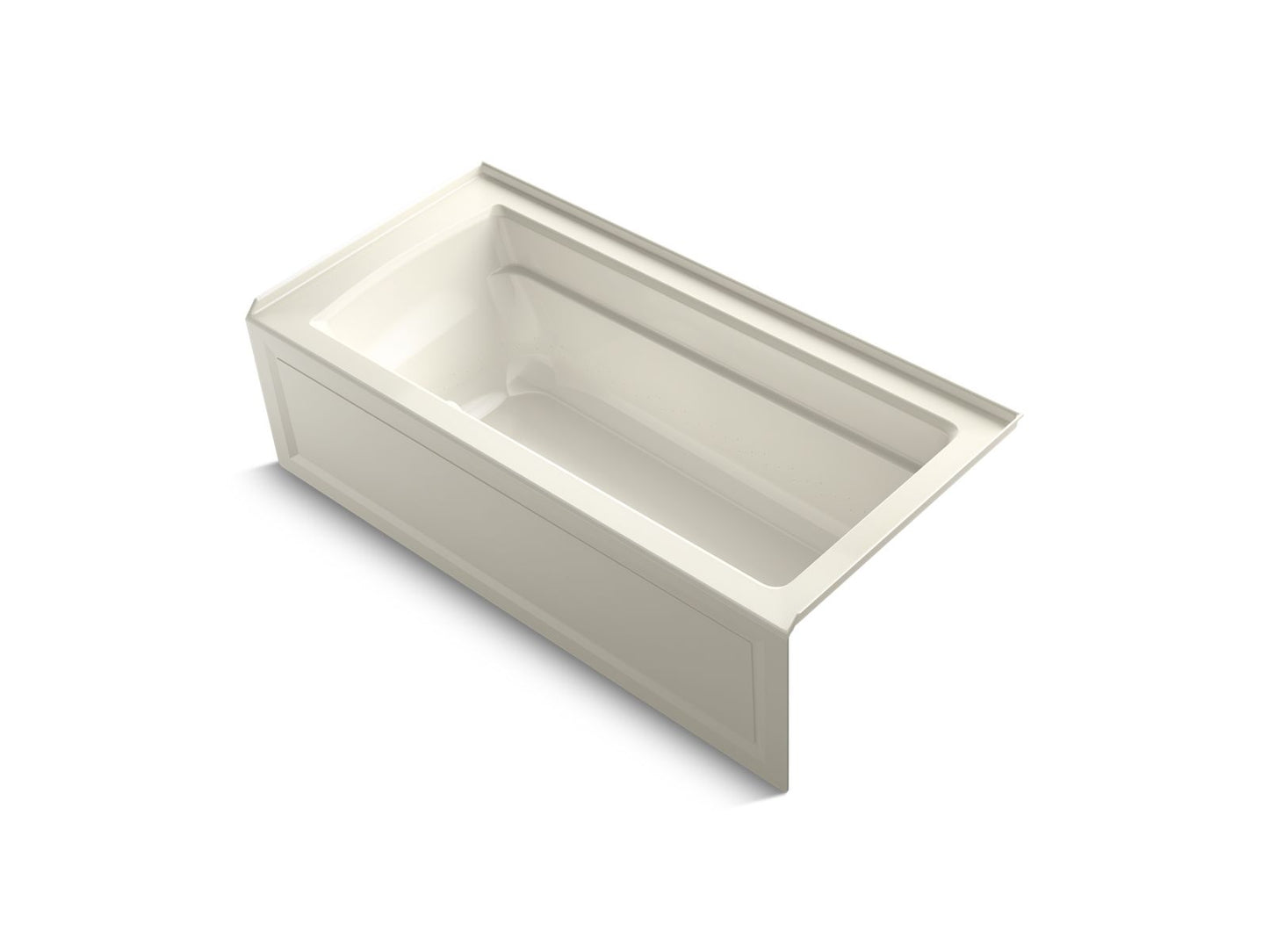 KOHLER Archer 66" x 32" alcove Heated BubbleMassage air bath, right drain - Biscuit, K-1949-GHRA-96