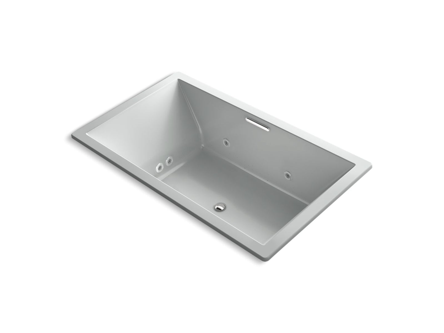 KOHLER Underscore 72" x 42" drop-in Heated BubbleMassage air bath with whirlpool - Ice Grey, K-1174-XHGH-95