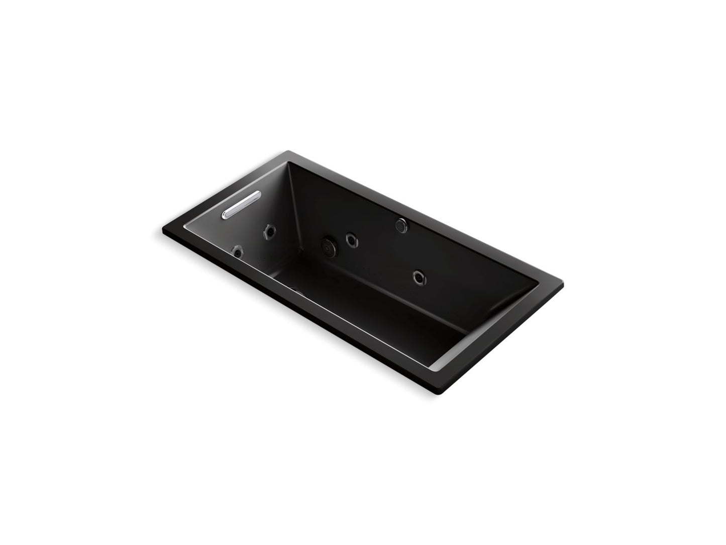 KOHLER Underscore 60" x 30" drop-in Heated BubbleMassage air bath with whirlpool - Black Black, K-1167-XHGH-7