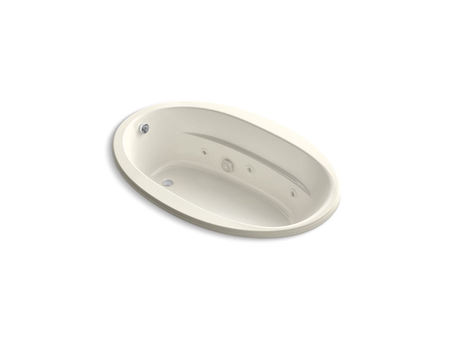 KOHLER Sunward 66" x 42" drop-in heated whirlpool bath - Biscuit, K-6347-H-96