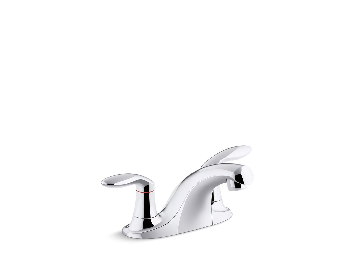 KOHLER Coralais Two-handle centerset bathroom sink faucet with grid drain, 0.5 gpm vandal-resistant aerator and red/blue indicator - Polished Chrome, K-15243-4RA-CP
