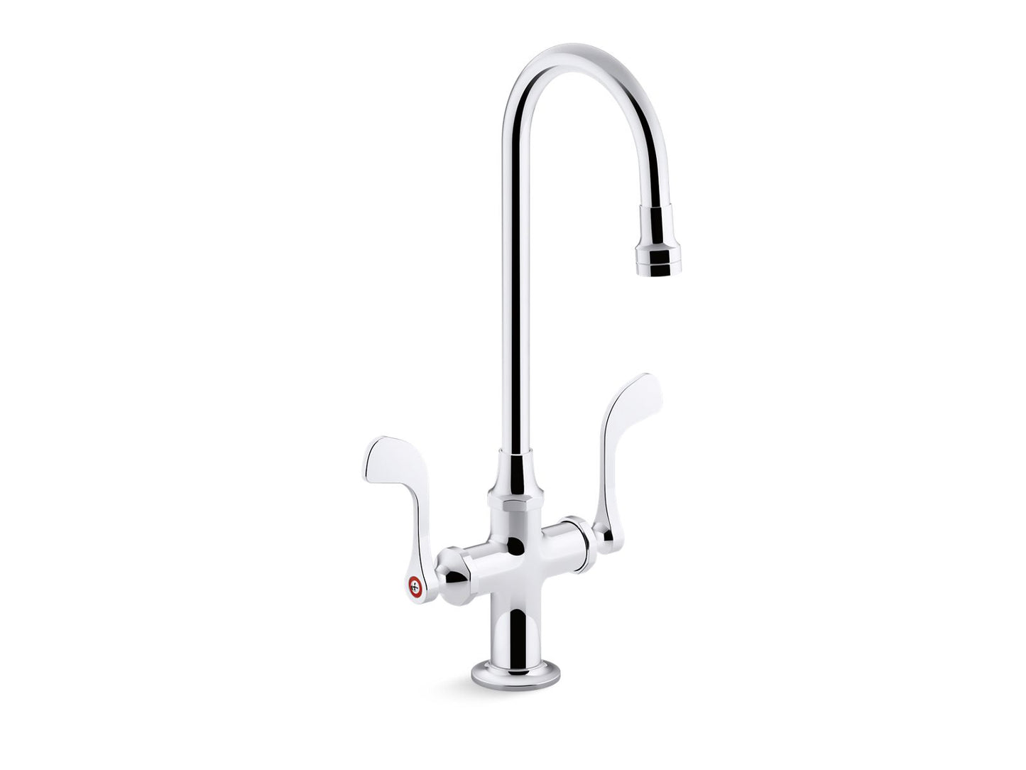 KOHLER Triton Bowe 1.0 gpm monoblock gooseneck bathroom sink faucet with laminar flow and wristblade handles, drain not included - Polished Chrome, K-100T70-5AKL-CP