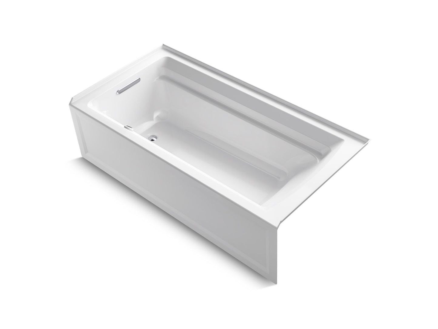 KOHLER Archer 72" x 36" alcove bath with Bask heated surface, left drain - White, K-1125-LAW-0