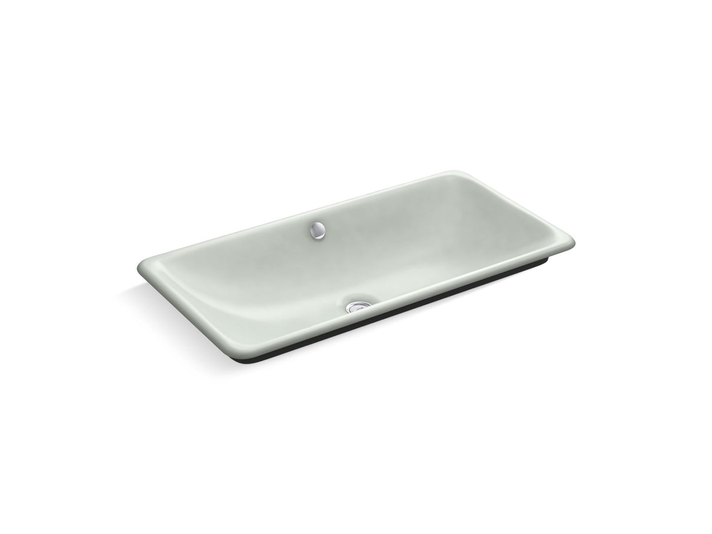 KOHLER K-20212-P5-FF Iron Plains 30" Rectangular Drop-In/Undermount/Vessel Bathroom Sink With Iron Black Painted Underside In Sea Salt