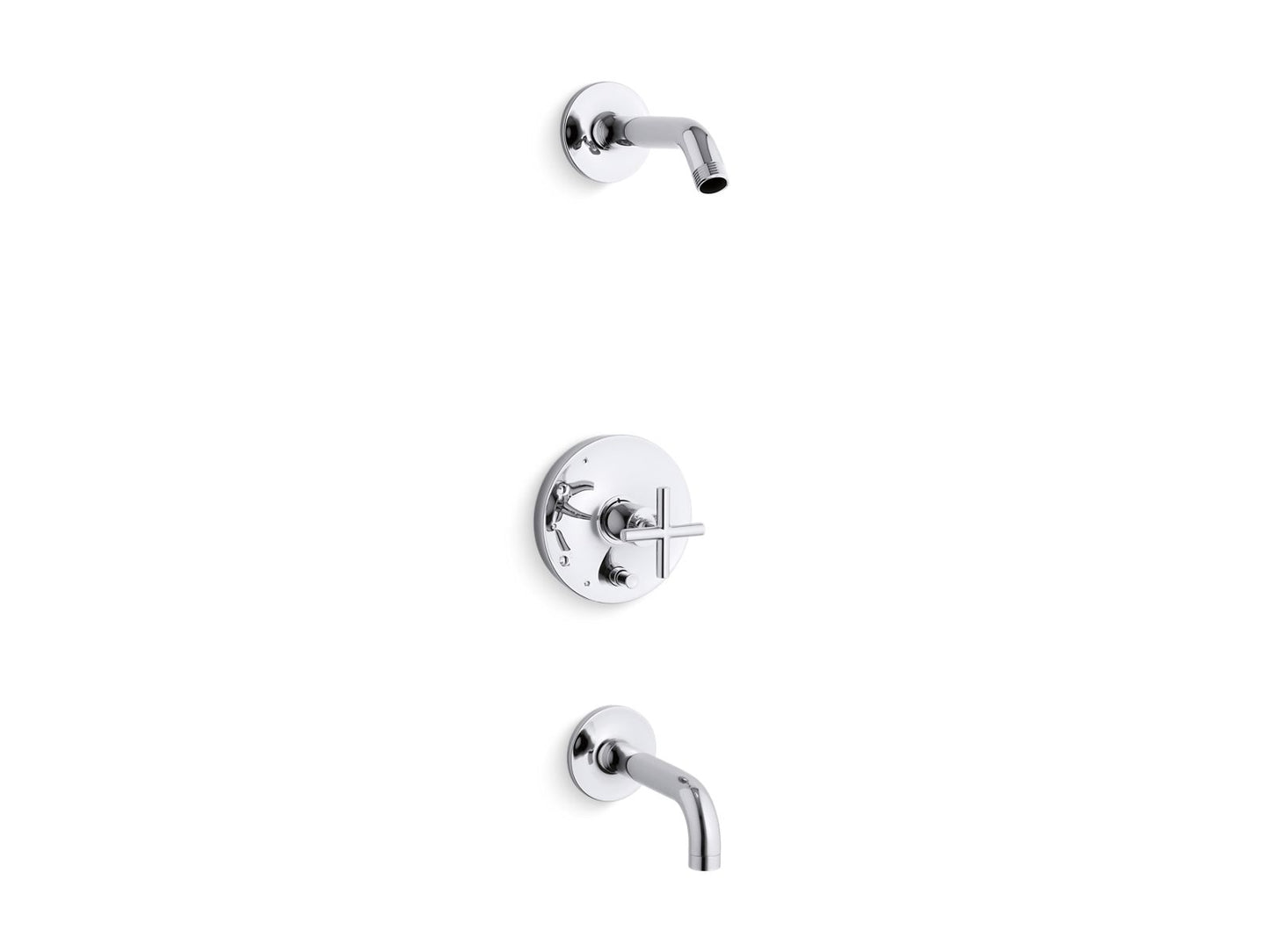 KOHLER K-T14421-3L-BN Purist Rite-Temp bath and shower trim kit with push-button diverter and cross handle, without showerhead - Vibrant Brushed Nickel