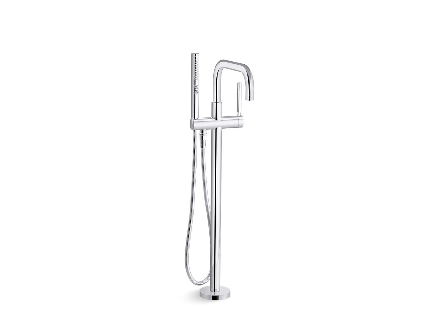 KOHLER Purist Floor-mount bath filler trim with handshower - Polished Chrome, K-T97328-4-CP