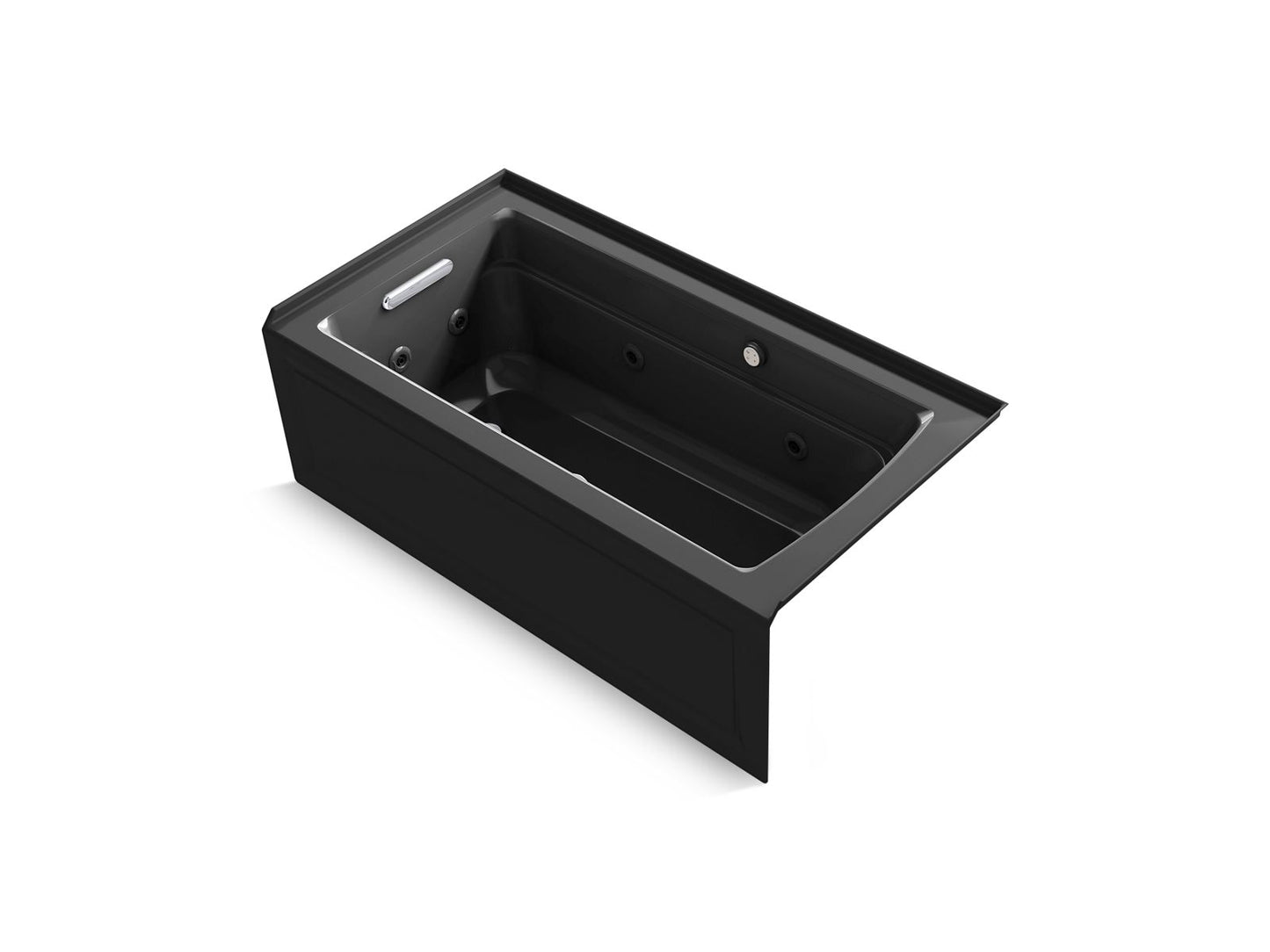 KOHLER Archer 60" x 32" alcove Heated BubbleMassage air bath and whirlpool, left drain - Black Black, K-1122-XGHLA-7