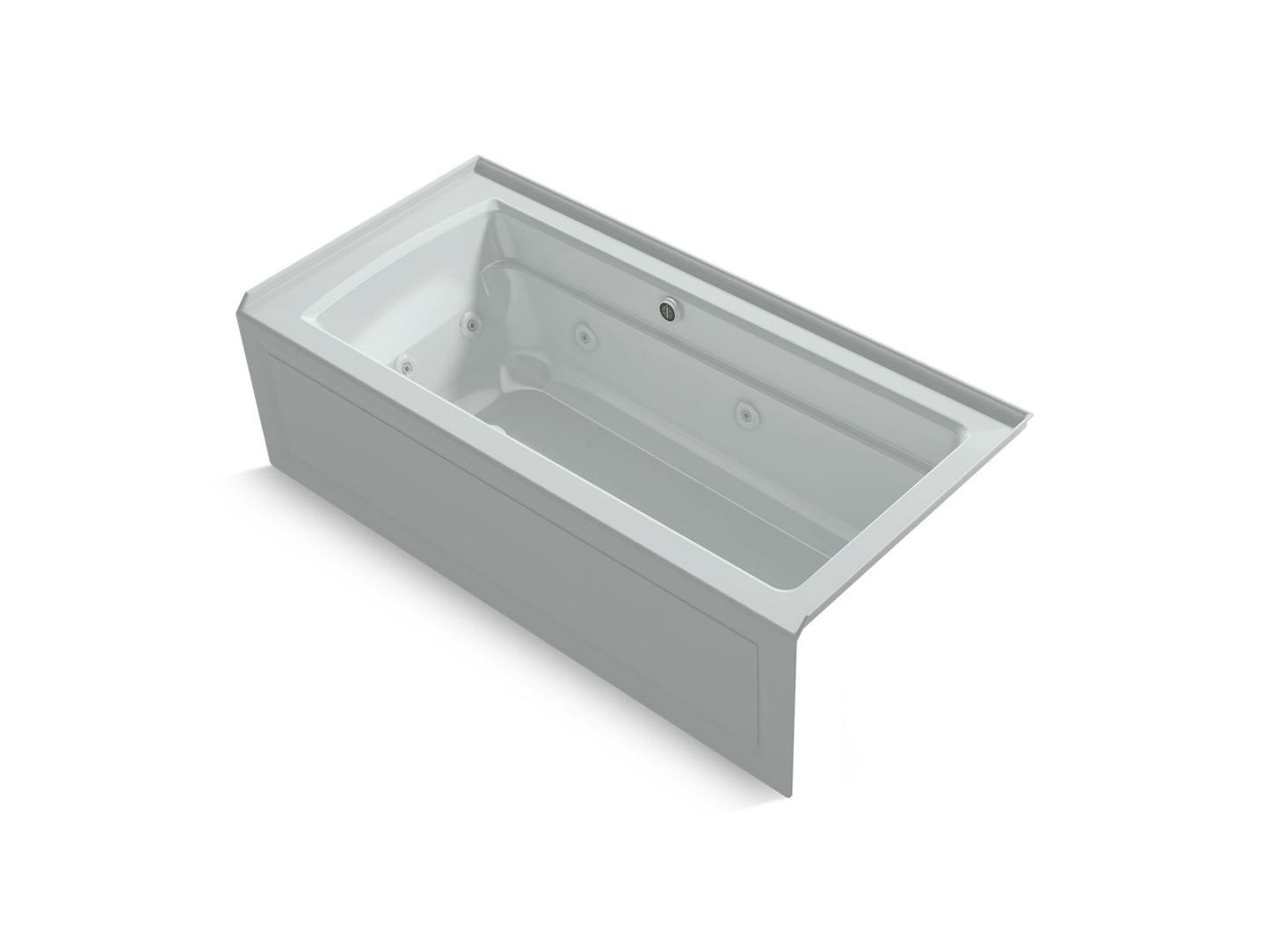 KOHLER Archer 66" x 32" alcove Heated BubbleMassage air bath and whirlpool, right drain - Ice Grey, K-1949-XGHRA-95