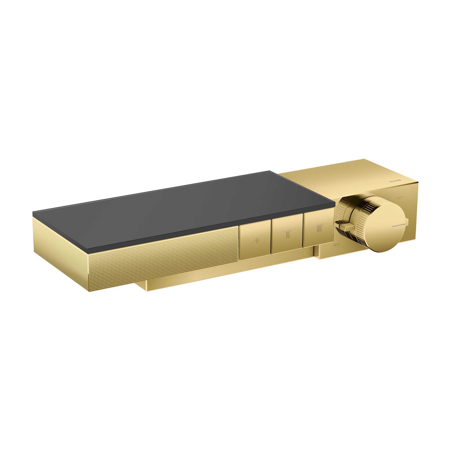 AXOR Edge Thermostatic Trim for Exposed Installation for 3 Functions - Diamond Cut in Polished Gold Optic