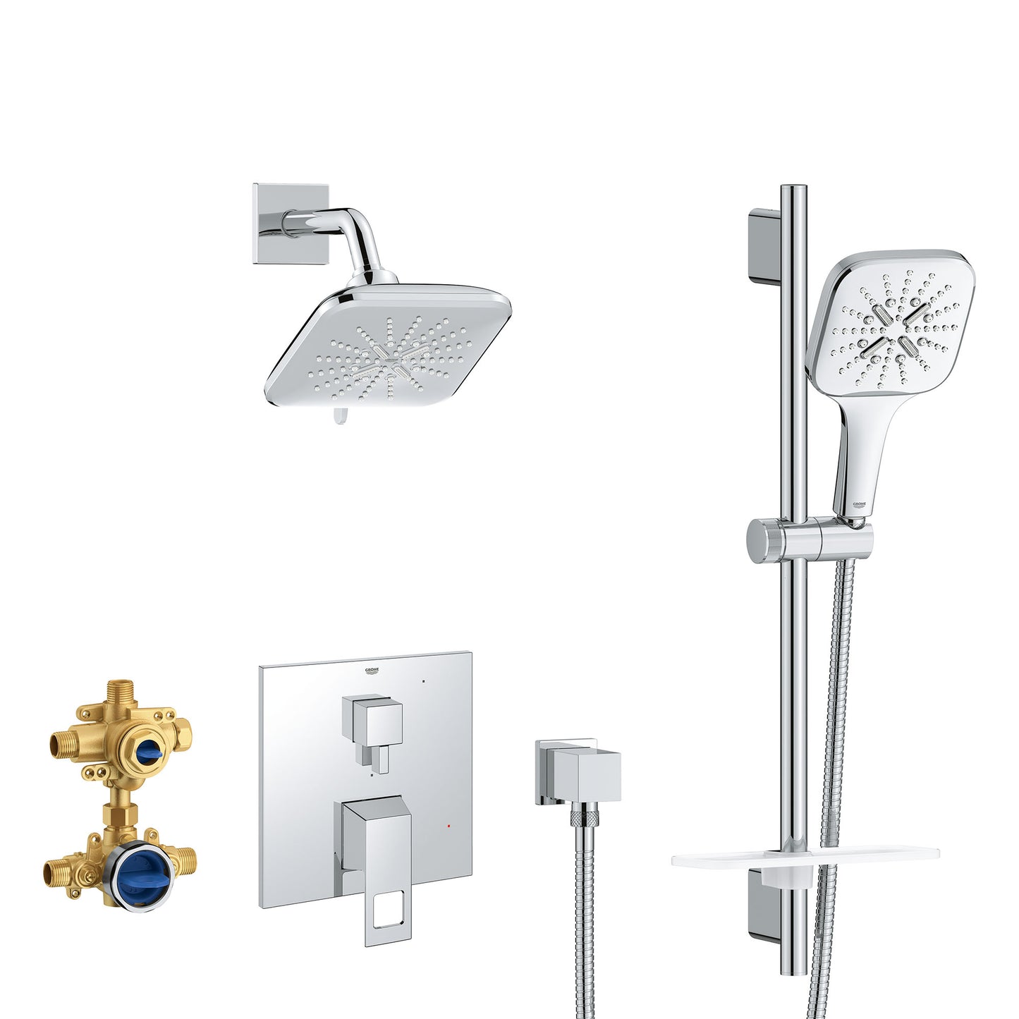 GROHE 29433000 EUROCUBE PRESSURE BALANCE SHOWER SET , Chrome
