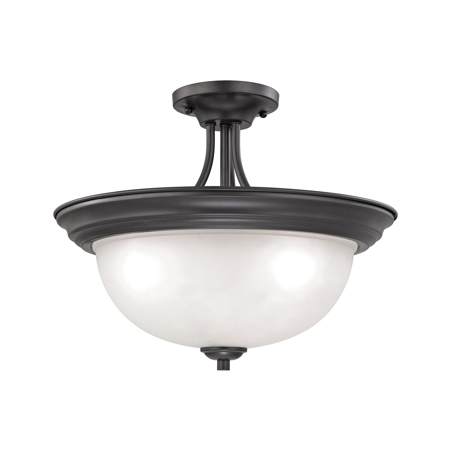 THOMAS 2103SF/10 Bristol Lane 3-Light Semi Flush Mount in Oil Rubbed Bronze with White Glass