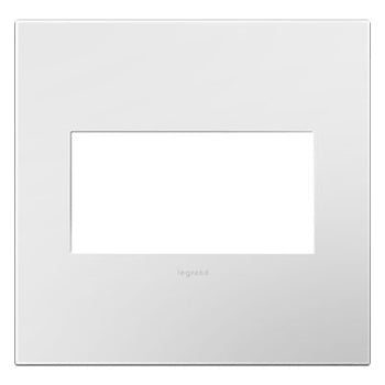 LEGRAND AWP2GWHW10 ADORNE Gloss White-on-White Two-Gang Screwless Wall Plate with Microban