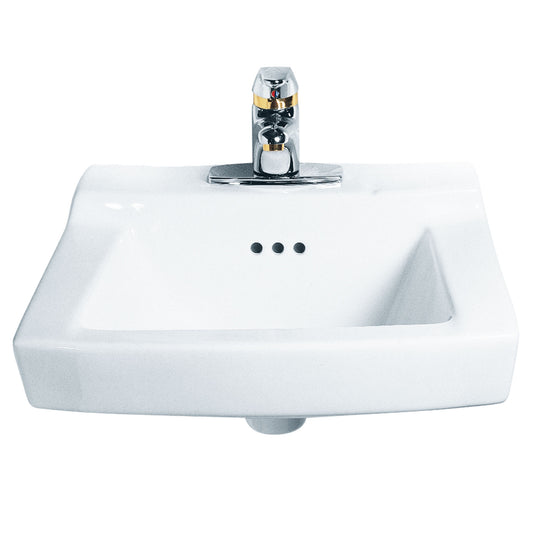 AMERICAN-STANDARD 0124024.020, Comrade Wall-Hung Sink With 4-Inch Centerset, Wall Hanger Included in White