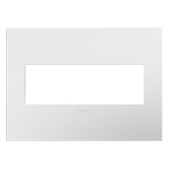 LEGRAND AWP3GWH4 ADORNE Gloss White Three-Gang Screwless Wall Plate with Microban