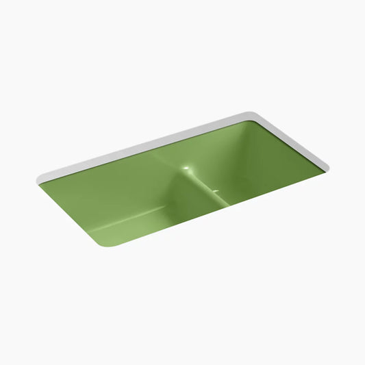 Kohler K-6625-34 Iron/Tones Smart Divide 33 In. Top-/Undermount Double-Bowl Kitchen Sink In Fresh Green