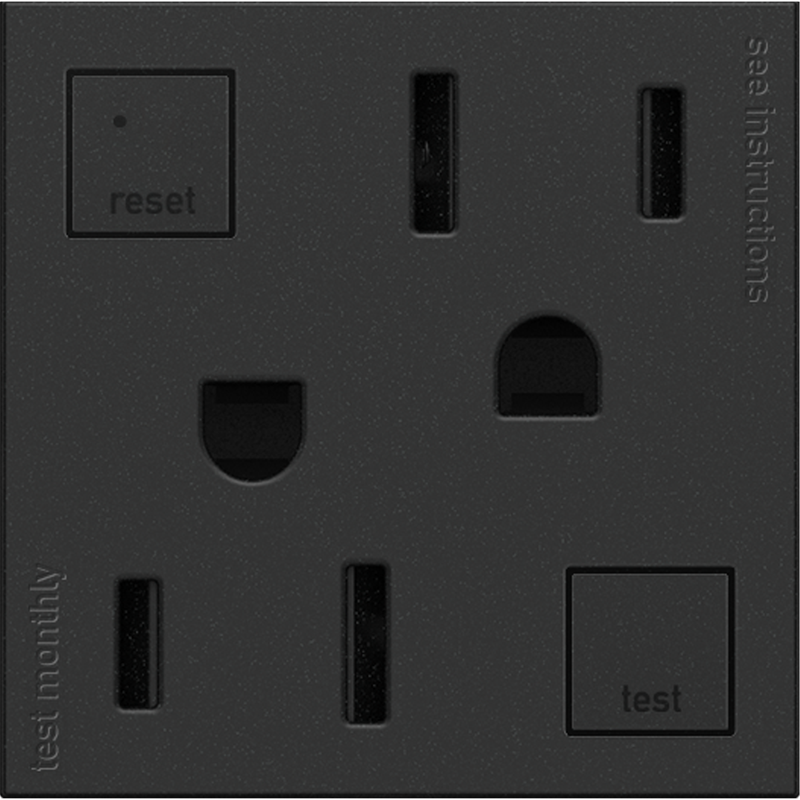 LEGRAND AGFTR2152G4 ADORNE Tamper-Resistant 15A Duplex Self-Test GFCI Receptacles, Graphite