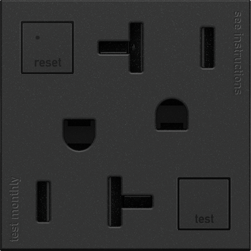 LEGRAND AGFTR2202G4 ADORNE Tamper-Resistant 20A Duplex Self-Test GFCI Receptacles, Graphite