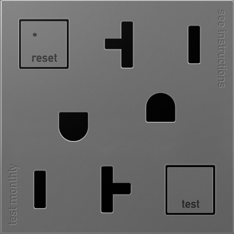 LEGRAND AGFTR2202M4 ADORNE Tamper-Resistant 20A Duplex Self-Test GFCI Receptacles, Magnesium