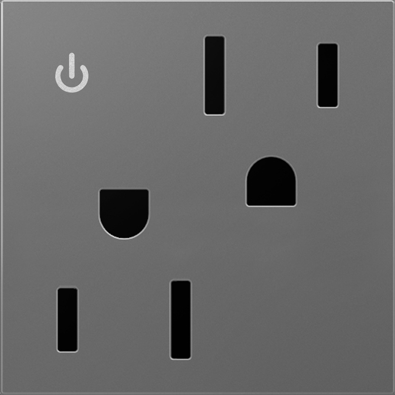 LEGRAND ARCD152M10 ADORNE 15A Tamper-Resistant Dual-Controlled Outlet, Magnesium