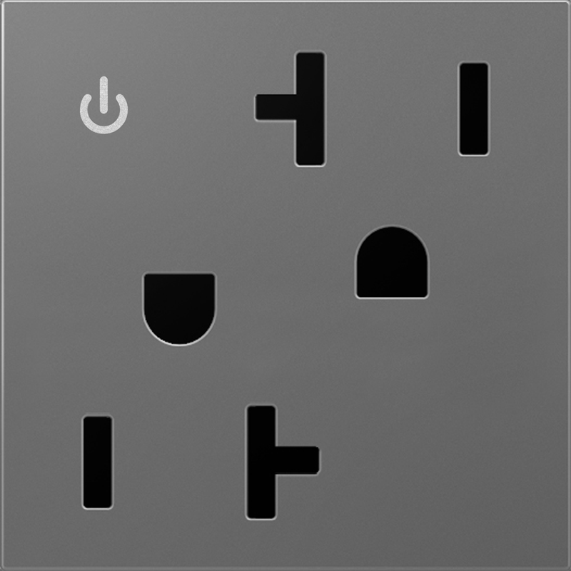 LEGRAND ARCD202M10 ADORNE 20A Tamper-Resistant Dual-Controlled Outlet, Magnesium