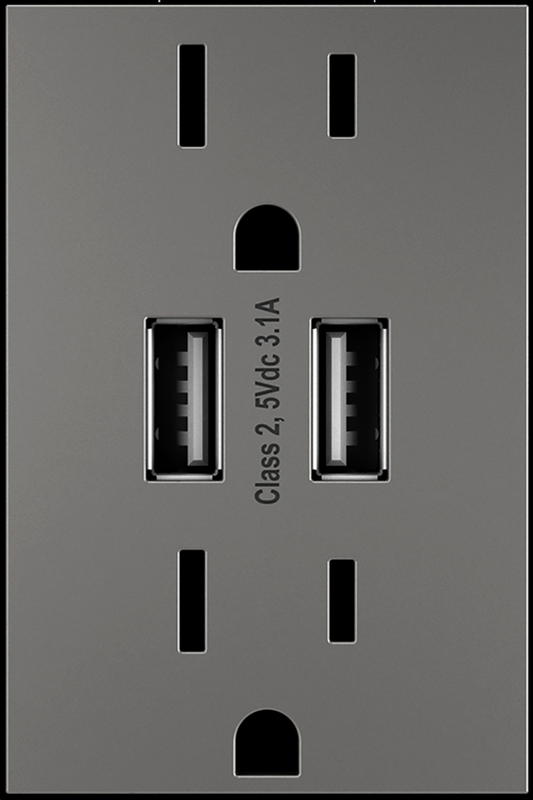 LEGRAND ARTRUSB153M4 ADORNE Dual-USB Outlet , Magnesium
