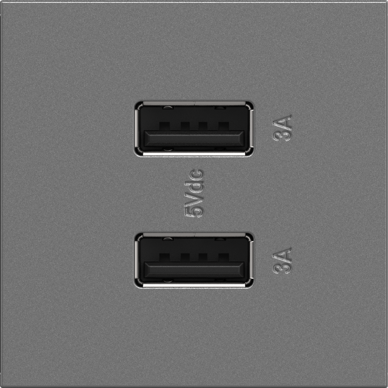 LEGRAND ARUSB2AA6M4 ADORNE Ultra-Fast USB Type-A/A Outlet Module, Magnesium
