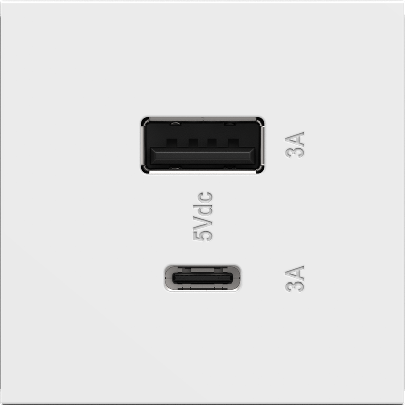 LEGRAND ARUSB2AC6W4 ADORNE Ultra-Fast USB Type-A/C Outlet Module, White