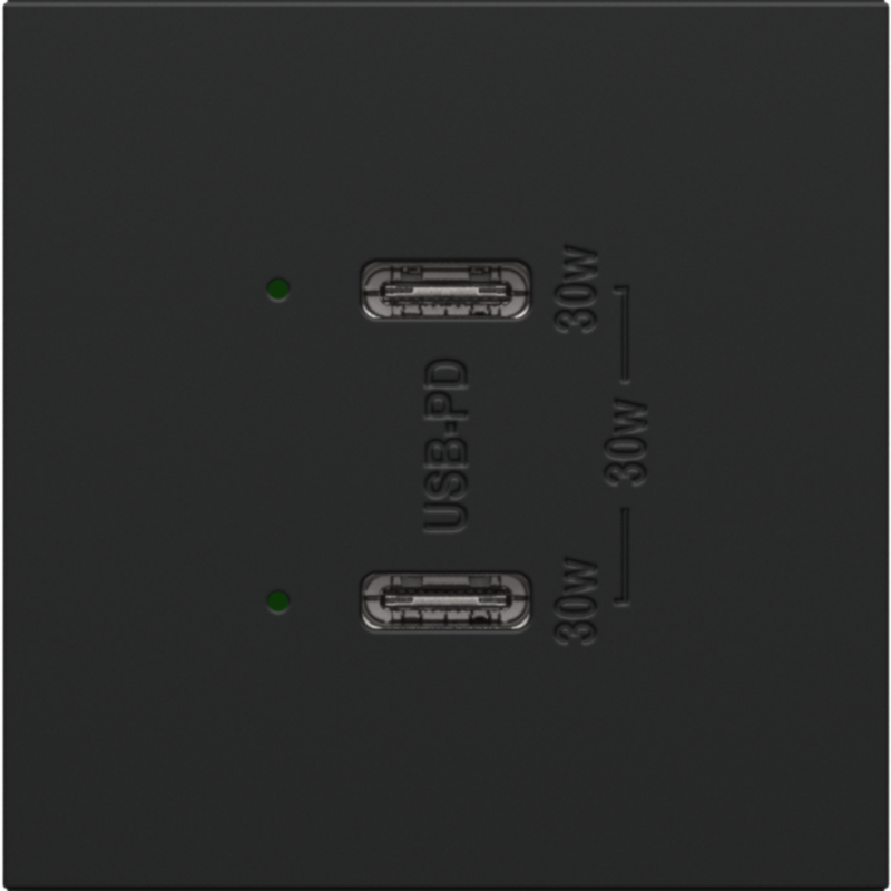 LEGRAND ARUSB30PDG4 ADORNE Ultra-Fast Plus Power Delivery USB Type-C/C Outlet Module, Graphite