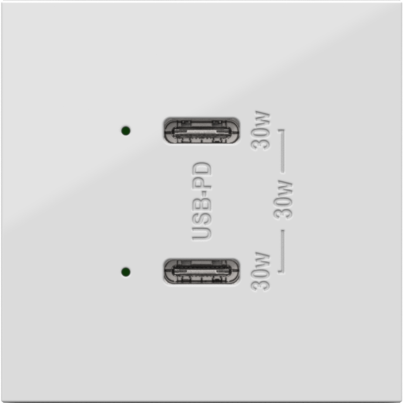 LEGRAND ARUSB30PDW4 ADORNE Ultra-Fast Plus Power Delivery USB Type-C/C Outlet Module, White