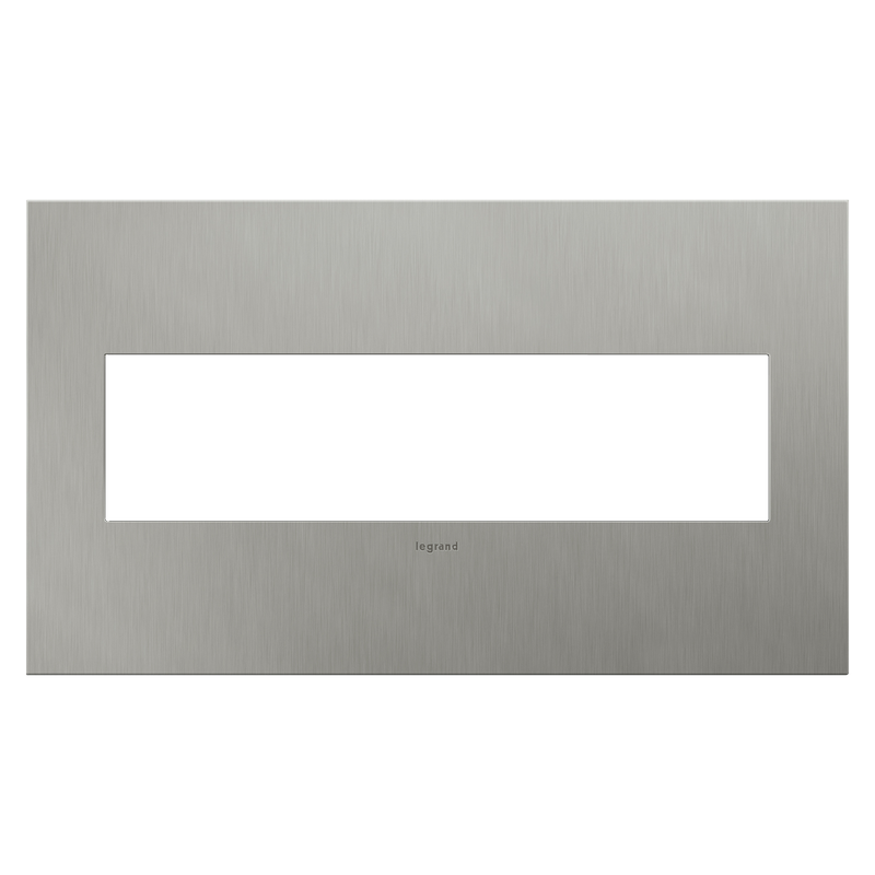 LEGRAND AWC4GBS4 ADORNE Brushed Stainless Steel Four-Gang Screwless Wall Plate