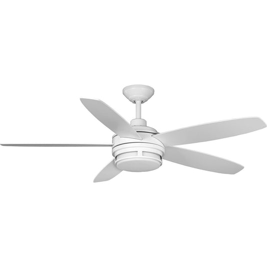 PROGRESS LIGHTING P250036-028-30 Albin Collection 54" Indoor/Outdoor Five-Blade White Ceiling Fan in Satin White