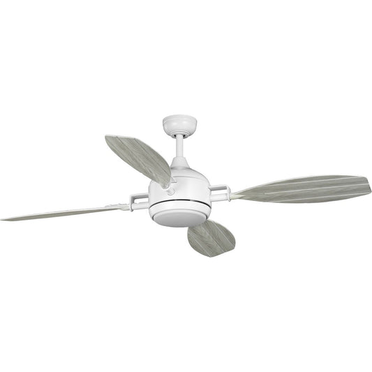 PROGRESS LIGHTING P250040-028-30 Rudder Collection Indoor/Outdoor 56" Four-Blade Satin White Ceiling Fan in Satin White