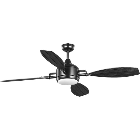 PROGRESS LIGHTING P250040-031-30 Rudder Collection Indoor/Outdoor 56" Four-Blade Black Ceiling Fan in Black