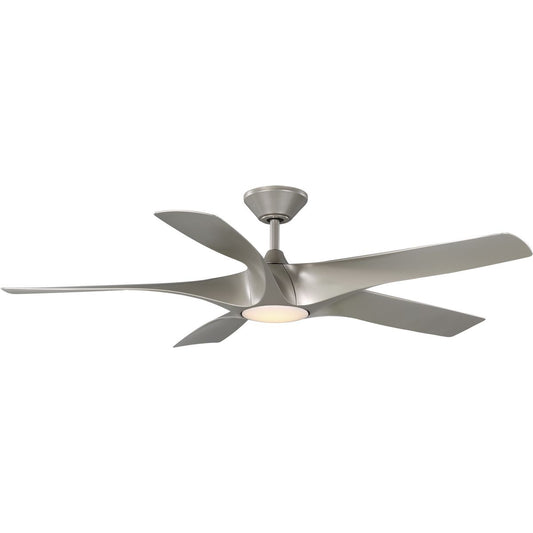 PROGRESS LIGHTING P250059-152-30 Vernal Collection 60" Five-Blade Silver LED Wifi Transitional Indoor/Outdoor Smart DC Ceiling Fan in Painted Nickel