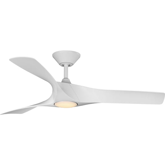 PROGRESS LIGHTING P250060-028-30 Ryne Collection 52" 3-Blade Matte White LED Transitional Indoor/Outdoor DC Ceiling Fan in Satin White