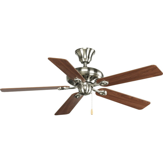PROGRESS LIGHTING P2521-09CH AirPro Collection Signature 52" Five-Blade Ceiling Fan in Brushed Nickel