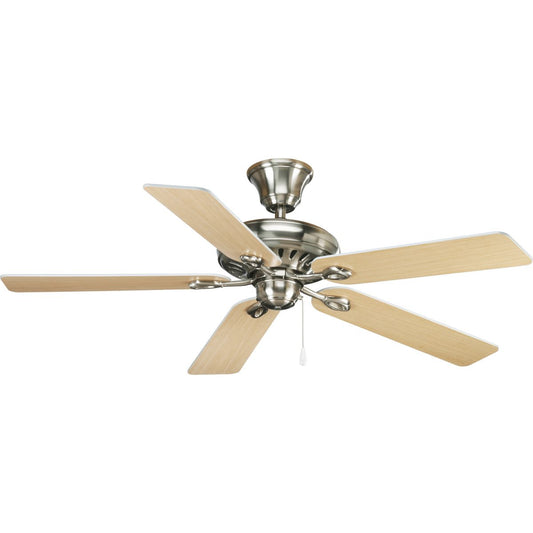 PROGRESS LIGHTING P2521-09 AirPro Collection Signature 52" Five-Blade Ceiling Fan in Brushed Nickel