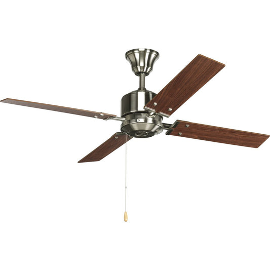 PROGRESS LIGHTING P2531-09 Clifton Heights Collection 52" Four-Blade Ceiling Fan in Brushed Nickel