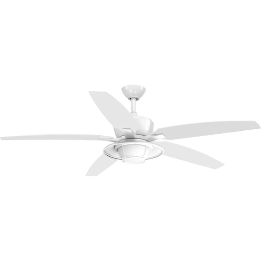 PROGRESS LIGHTING P2564-3030K Montague Collection 60" Indoor/Outdoor Five-Blade Ceiling Fan in White