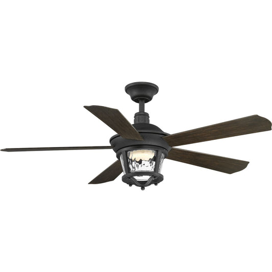 PROGRESS LIGHTING P2576-8030K Smyrna Collection Indoor/Outdoor 52" Five Blade Ceiling Fan in Forged Black