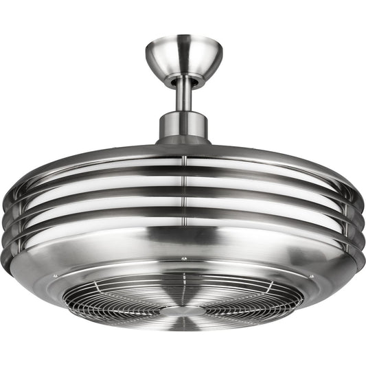 PROGRESS LIGHTING P2594-0930K Sanford 24" Enclosed Indoor/Outdoor Ceiling Fan with LED Light in Brushed Nickel