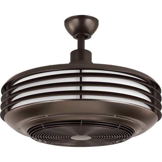 PROGRESS LIGHTING P2594-12930K Sanford 24" Enclosed Indoor/Outdoor Ceiling Fan with LED Light in Architectural Bronze