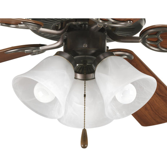 PROGRESS LIGHTING P2600-20WB AirPro Collection Three-Light Ceiling Fan Light in Antique Bronze