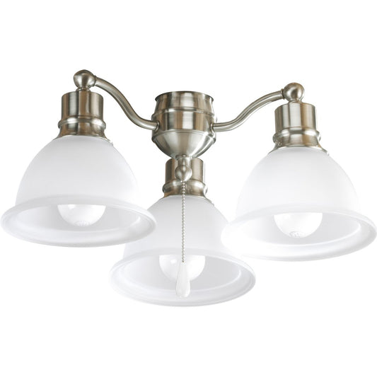 PROGRESS LIGHTING P2623-09WB Madison Collection Three-Light Ceiling Fan Light in Brushed Nickel