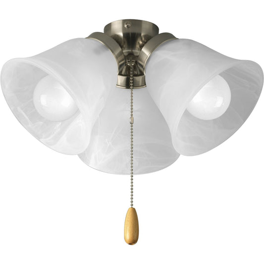 PROGRESS LIGHTING P2642-09WB AirPro Collection Three-Light Ceiling Fan Light in Brushed Nickel