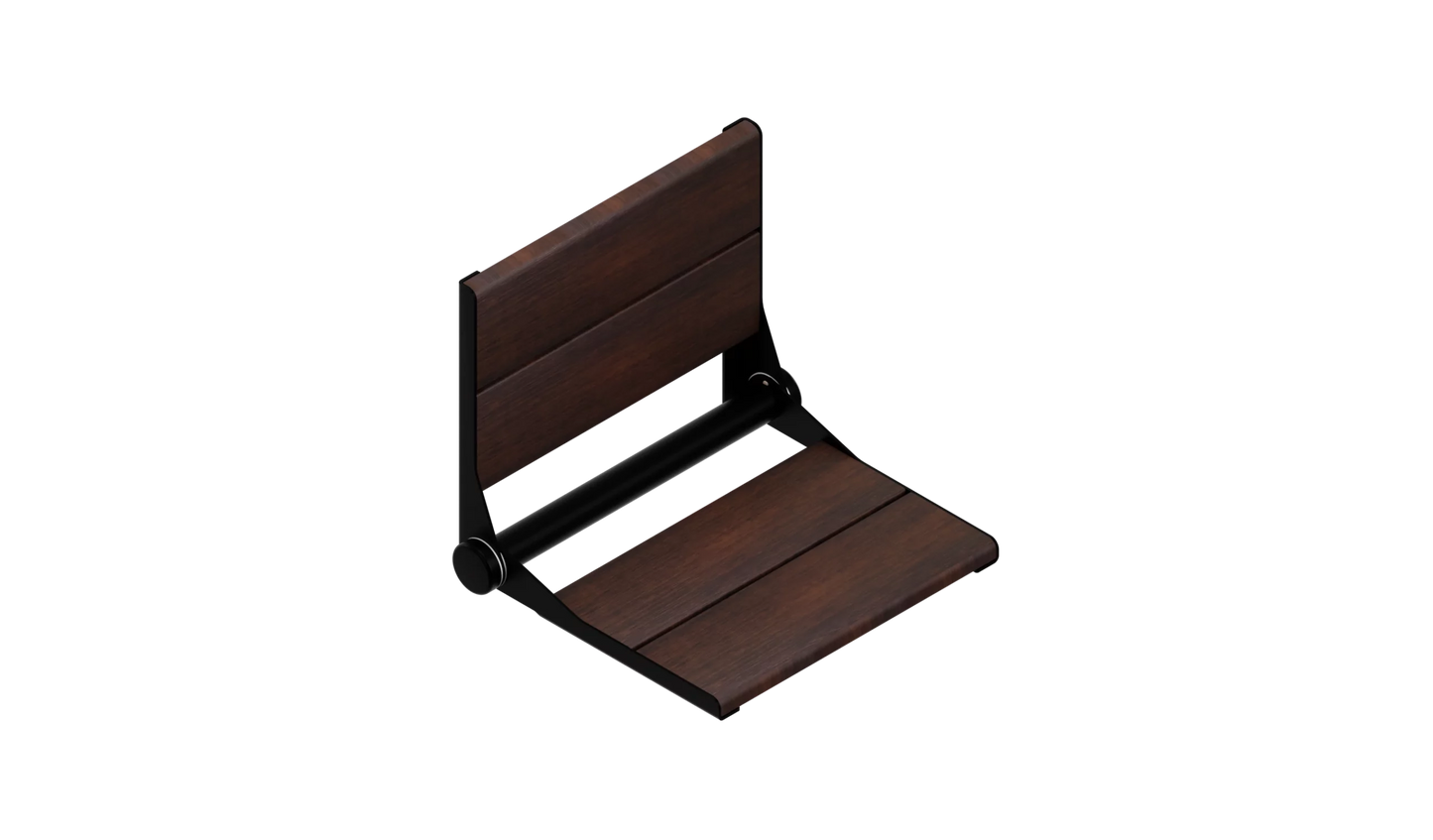 INVISIA INV-WSFD-18-MEDIUM-BLK SerenaSeat Pro Stainless, 18" Width, Medium Stain, Matte Black Frame Matte Black