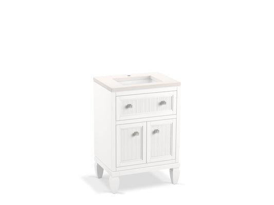 KOHLER K-33535-ASB-0 Hearthaven 24" Bathroom Vanity Cabinet With Sink And Quartz Top In White