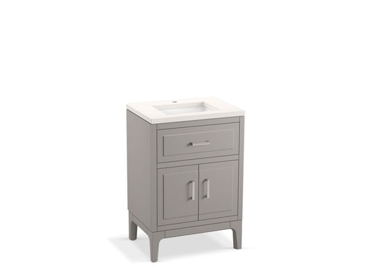 KOHLER K-33551-ASB-1WT Seer 24" Bathroom Vanity Cabinet With Sink And Quartz Top In Mohair Grey
