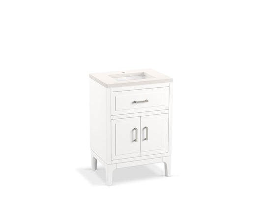 KOHLER K-33551-ASB-0 Seer 24" Bathroom Vanity Cabinet With Sink And Quartz Top In White
